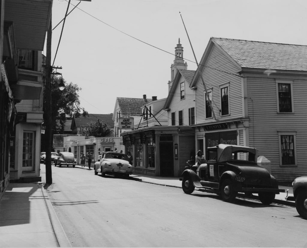 A view down Commercial Street in Provincetown, Cape Cod, Massachusetts, 1945.