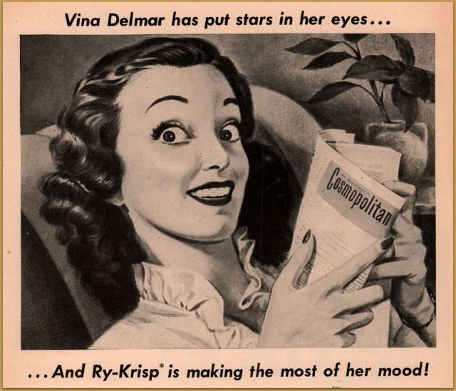 Vintage Offensive Fat-Shaming and Weight Loss ads for women from Ry-Krisp, 1930-1950