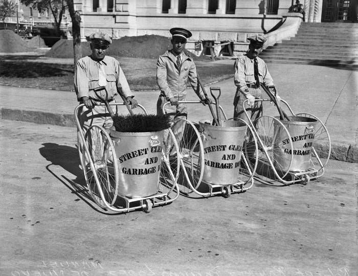 City workmen from the city street-cleaning department, 1940