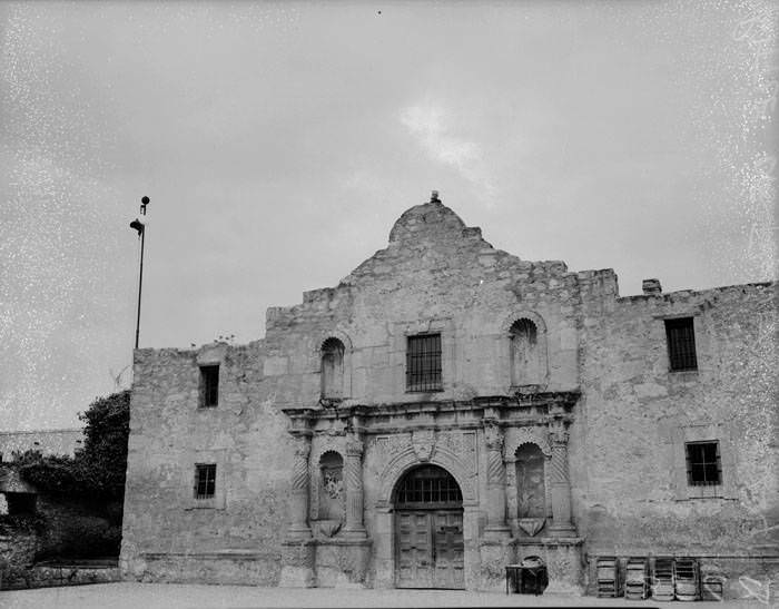 Battle of Flowers Parade - man on roof of Alamo, 1941