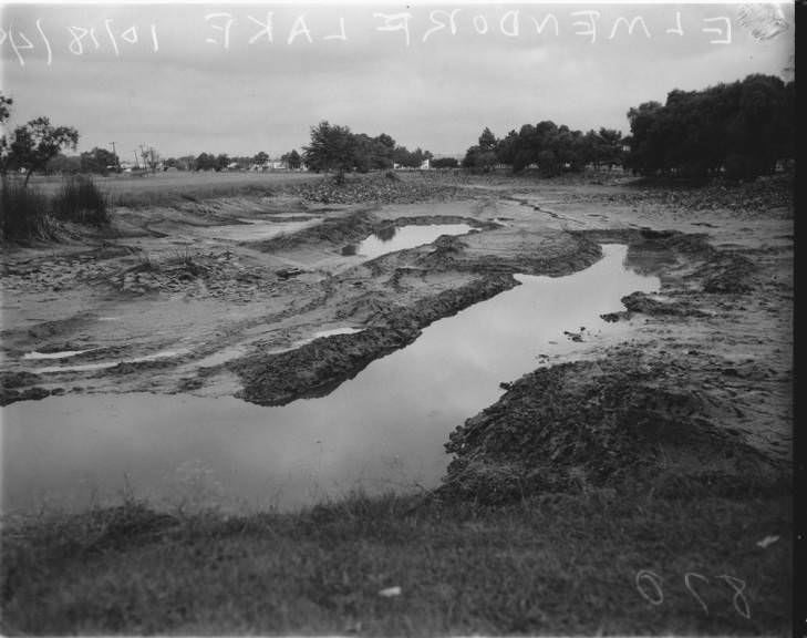 Elmendore Lake, possibly before being completely filled, 1948