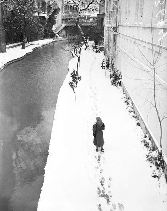Snow on the San Antonio River, San Antonio, 1949