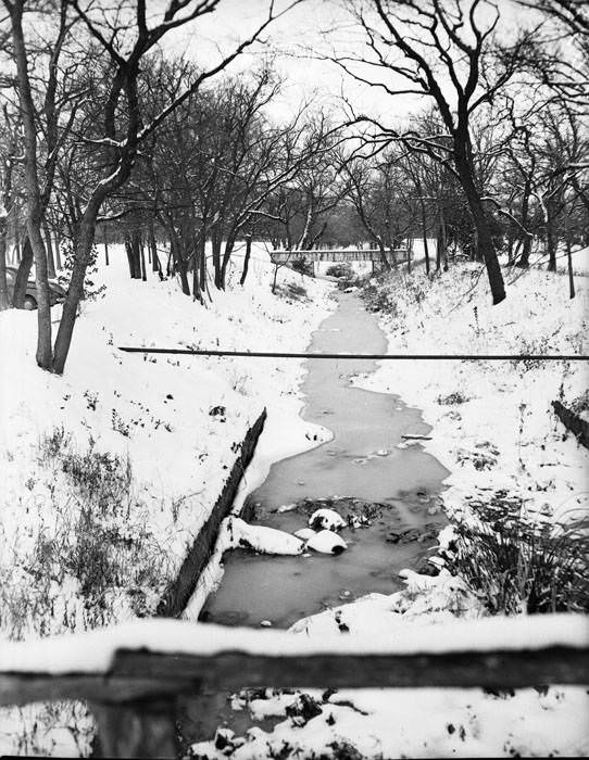 Snow on San Antonio River at Brackenridge Park, San Antonio, Texas, 1949