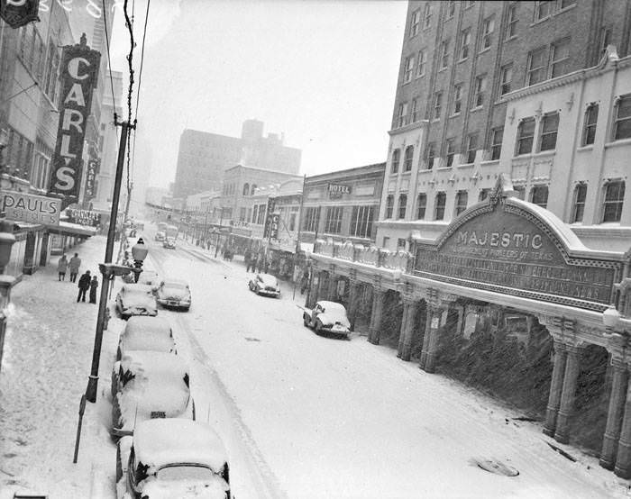 Snow on Houston Street, San Antonio, 1949