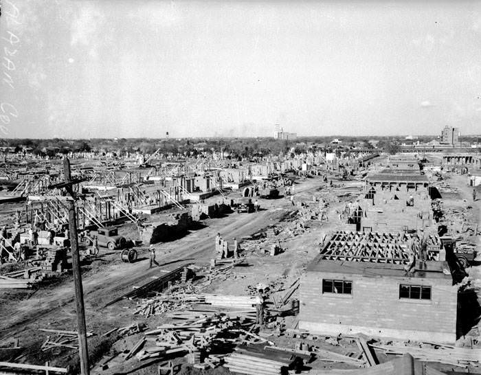 Views of Alazan Courts under construction, 1940