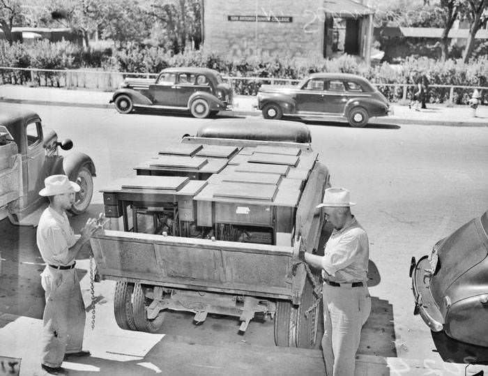 County seizes W.P.A. sewing machines from Beethoven Hall, 1942