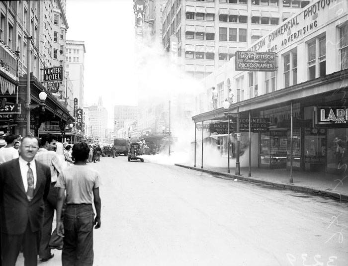 Insecticide spraying on Houston Street, 1946