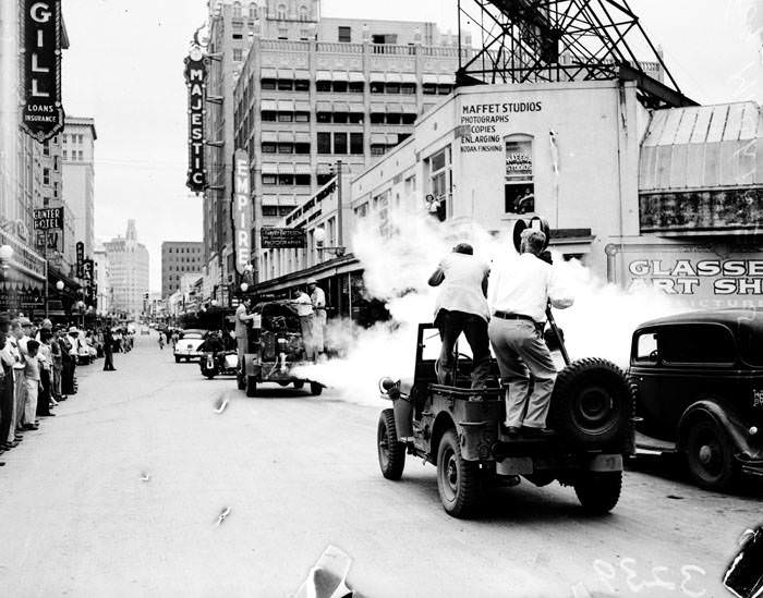 Insecticide spraying on Houston Street, 1946