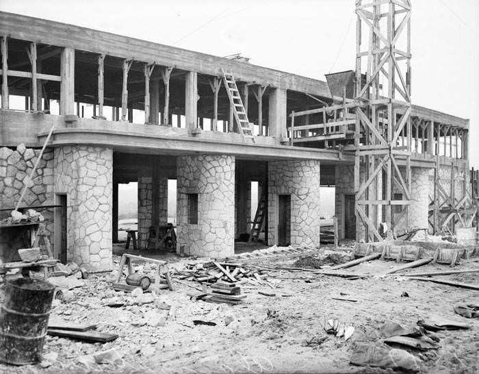 Main entrance to Alamo Stadium under construction, 1940