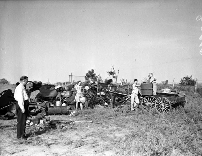 Scrap metal pile near Elmendorf school, 1942