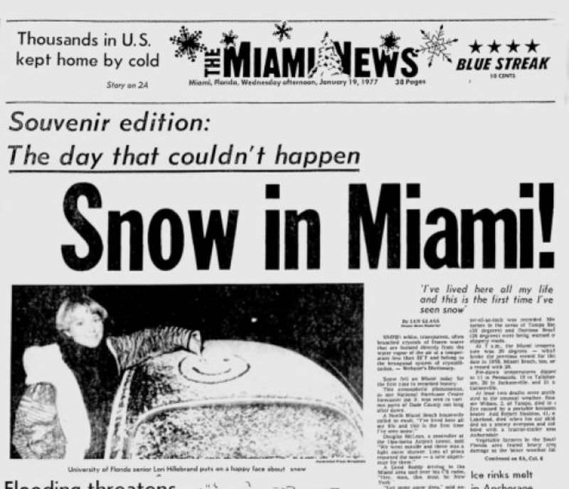 January 19, 1977: When the Snowfall in Miami for the First time in History