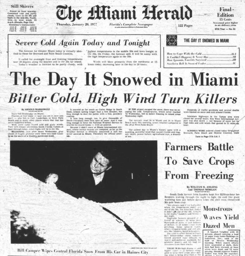 January 19, 1977: When the Snowfall in Miami for the First time in History