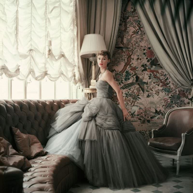 Sophie Malgat in gown by Christian Dior, November 1953