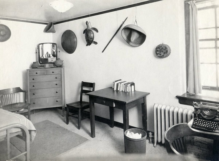 This single dorm room from the 1930s appeared to be filled with souvenirs from exotic adventures.