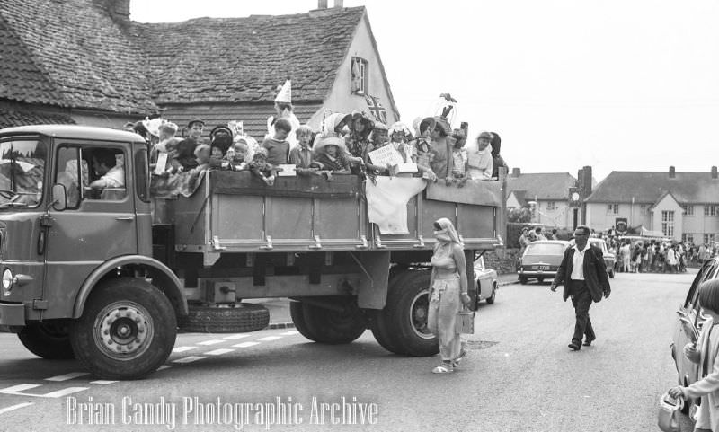 People in Fancy Costumes Celebrating the Synwell Carnival in Wotton-under-Edge in the Late 1960s