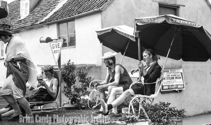 People in Fancy Costumes Celebrating the Synwell Carnival in Wotton-under-Edge in the Late 1960s