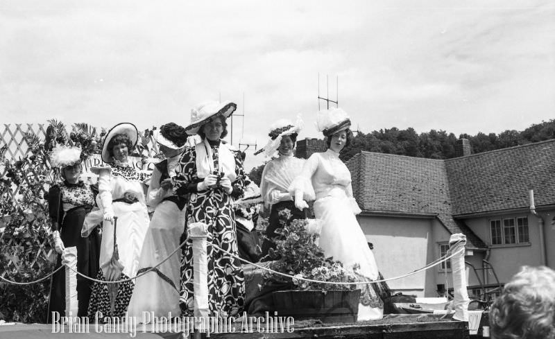 People in Fancy Costumes Celebrating the Synwell Carnival in Wotton-under-Edge in the Late 1960s