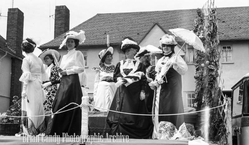 People in Fancy Costumes Celebrating the Synwell Carnival in Wotton-under-Edge in the Late 1960s