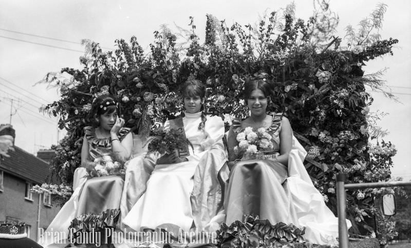 People in Fancy Costumes Celebrating the Synwell Carnival in Wotton-under-Edge in the Late 1960s