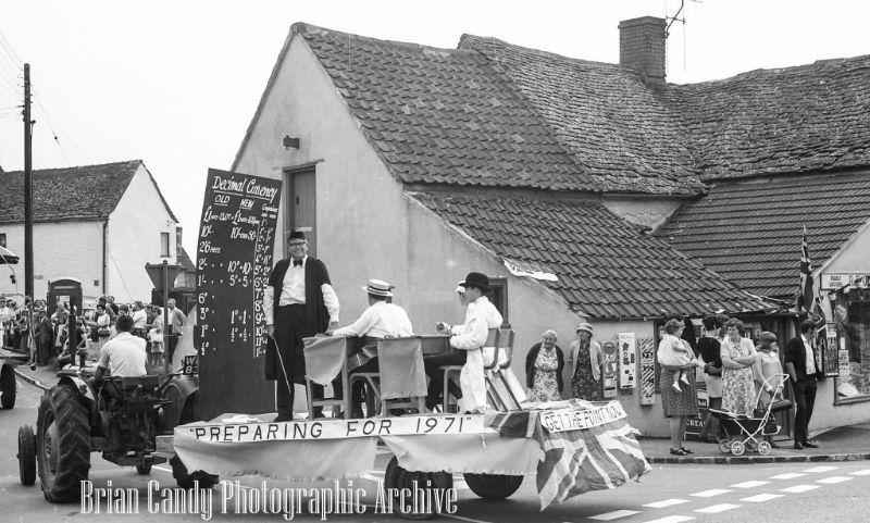 People in Fancy Costumes Celebrating the Synwell Carnival in Wotton-under-Edge in the Late 1960s