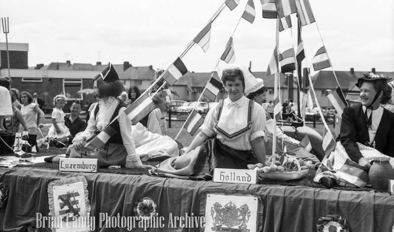 People in Fancy Costumes Celebrating the Synwell Carnival in Wotton-under-Edge in the Late 1960s