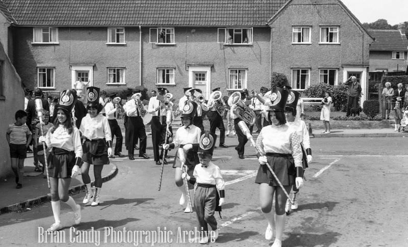 People in Fancy Costumes Celebrating the Synwell Carnival in Wotton-under-Edge in the Late 1960s