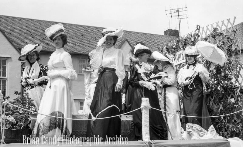 People in Fancy Costumes Celebrating the Synwell Carnival in Wotton-under-Edge in the Late 1960s