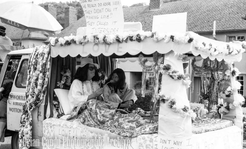 People in Fancy Costumes Celebrating the Synwell Carnival in Wotton-under-Edge in the Late 1960s