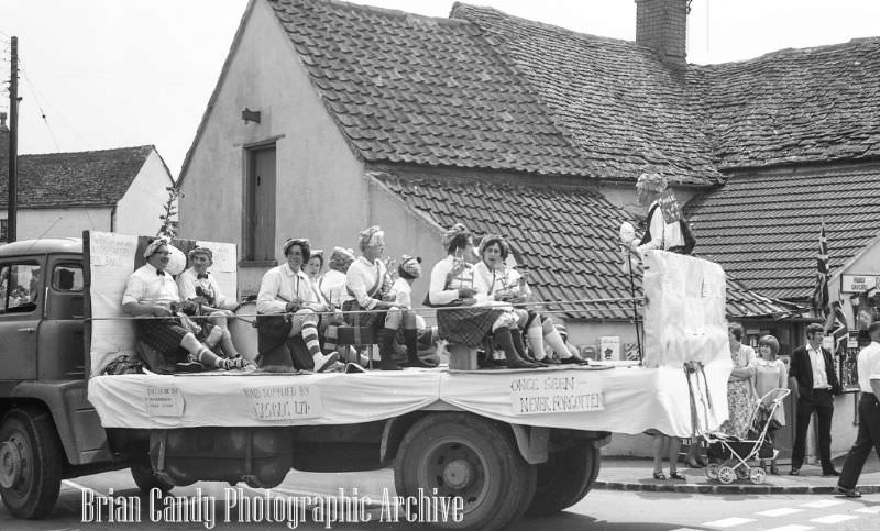 People in Fancy Costumes Celebrating the Synwell Carnival in Wotton-under-Edge in the Late 1960s