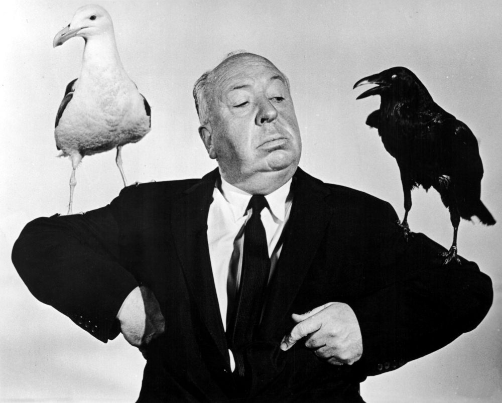 Stunning Stills and Portraits of Alfred Hitchcock Posing with Birds from the Movie 'The Birds (1963)'