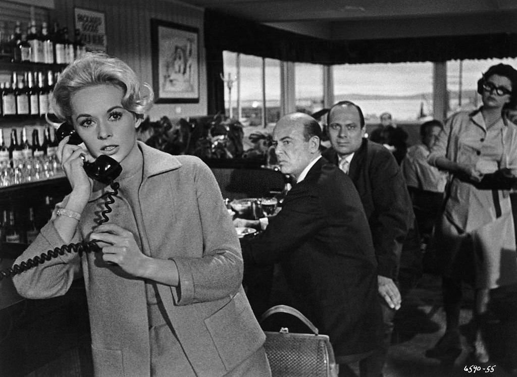 The Birds Tippi Hedren makes a telephone call in a scene from 'The Birds', 1963
