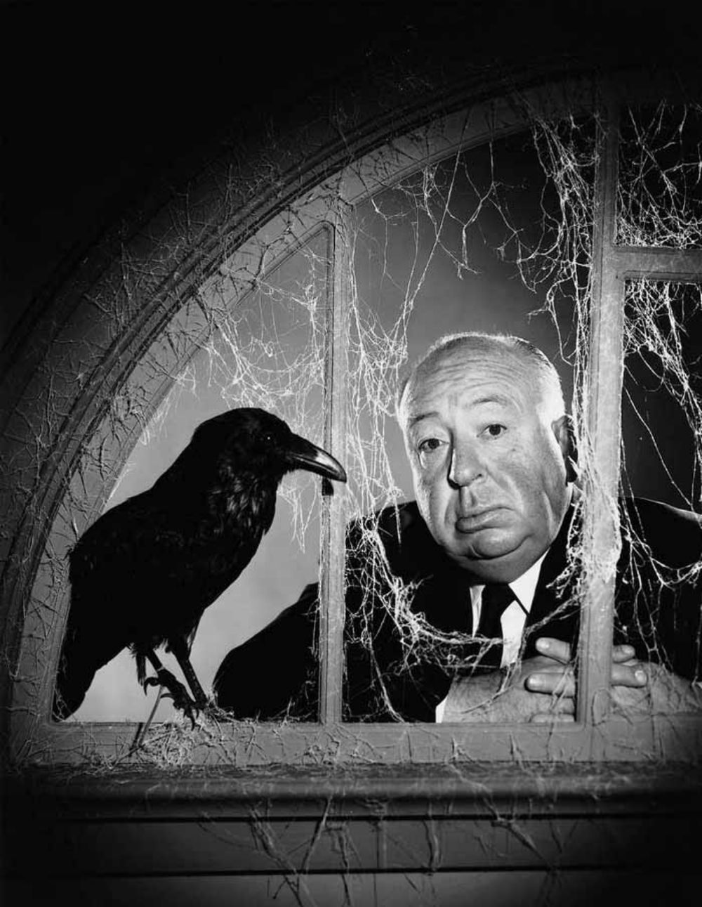 Stunning Stills and Portraits of Alfred Hitchcock Posing with Birds from the Movie 'The Birds (1963)'