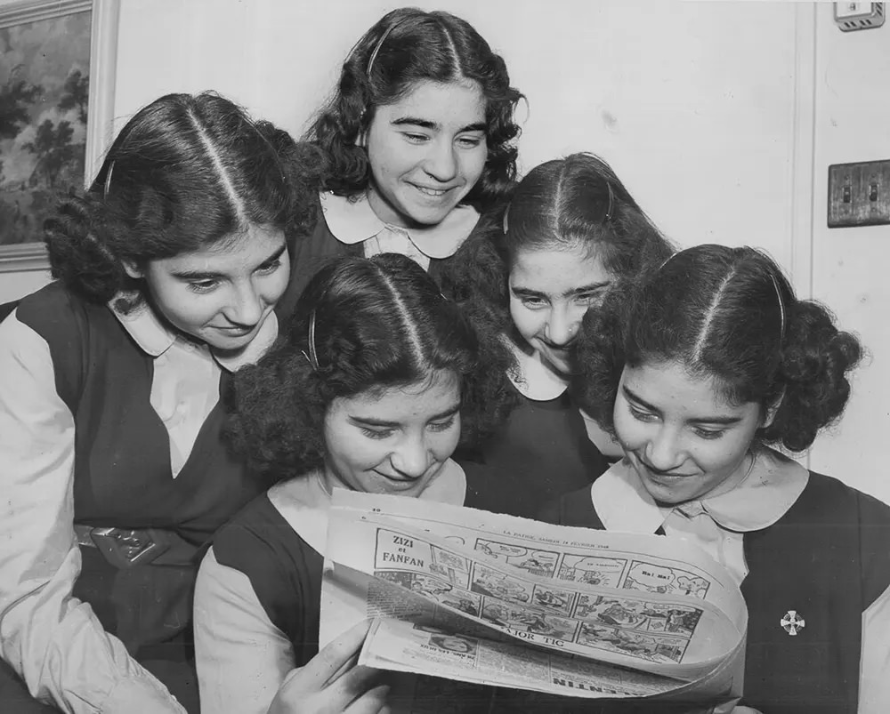 The quintuplets at 14, 1948.