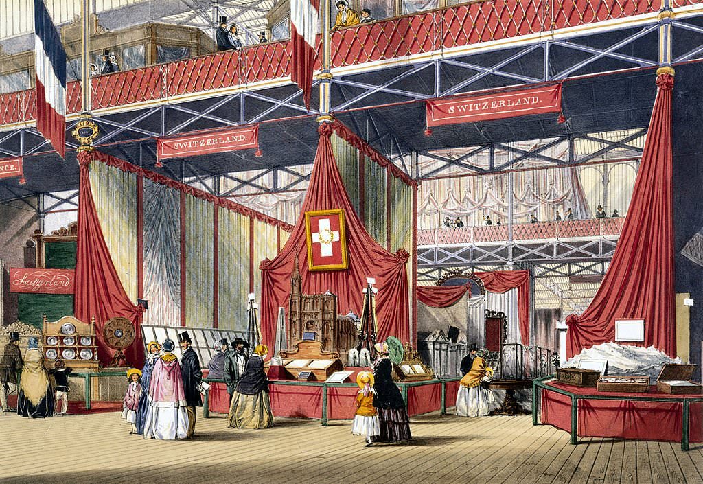 Swiss stand at the Great Exhibition, Crystal Palace, London, 1851.