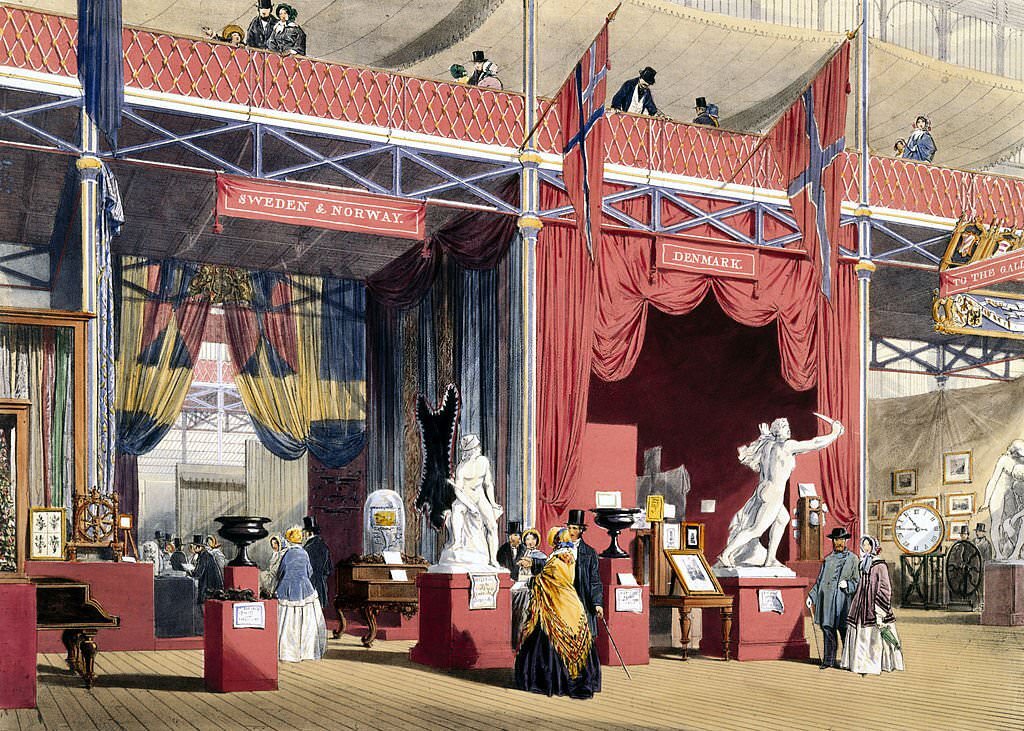 Swedish and Danish stand at the Great Exhibition, Crystal Palace, London, 1851.
