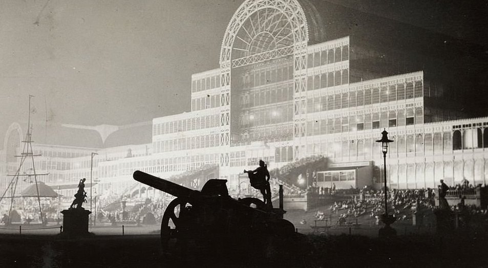 Crystal Palace at night.