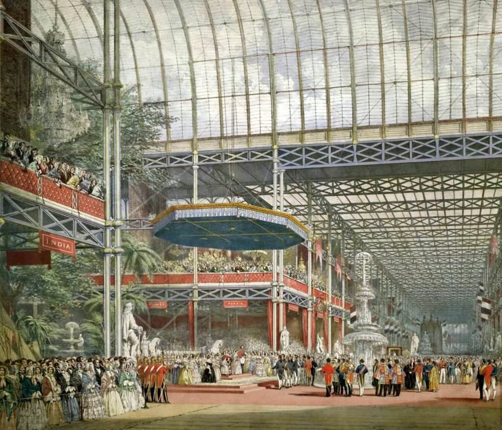 Illustration of Queen Victoria opening the Great Exhibition in the Crystal Palace, 1851