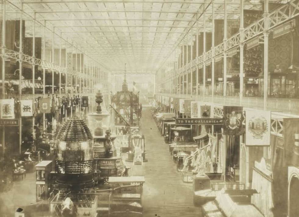 Interior of the Great Exhibition of the Works of Industry of All Nations of 1851 at the Crystal Palace in London