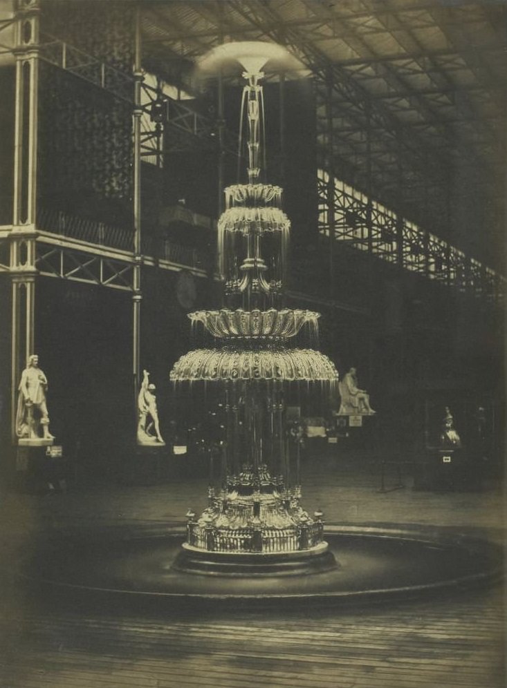 Glass fountain by Follett Osler exhibited at the Great Exhibition of the Works of Industry of All Nations of 1851 in London at the Crystal Palace.