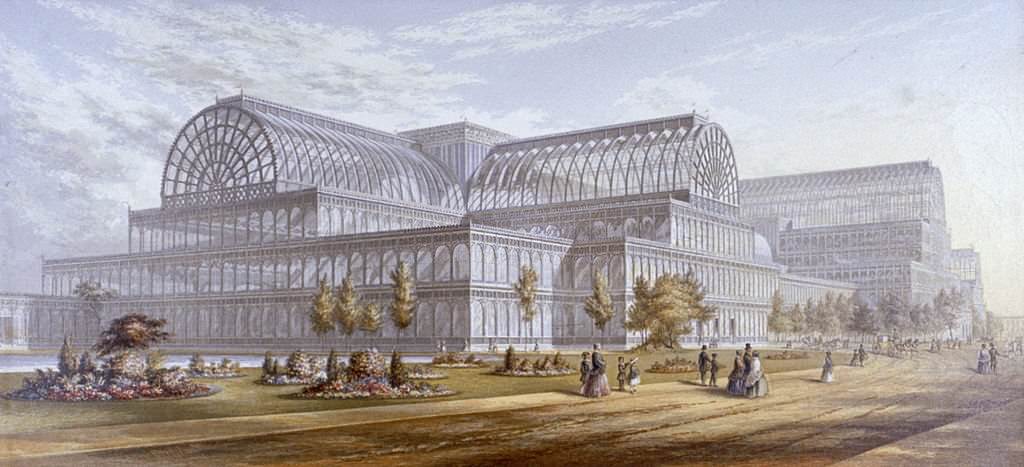 View of the Crystal Palace and its surrounding park, Sydenham, Bromley, London, 1854.