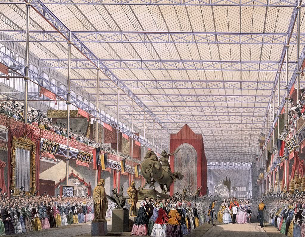 The opening of the Great Exhibition in Crystal Palace, the glass and iron building designed by Joseph Paxton, at Hyde Park, London, 1851