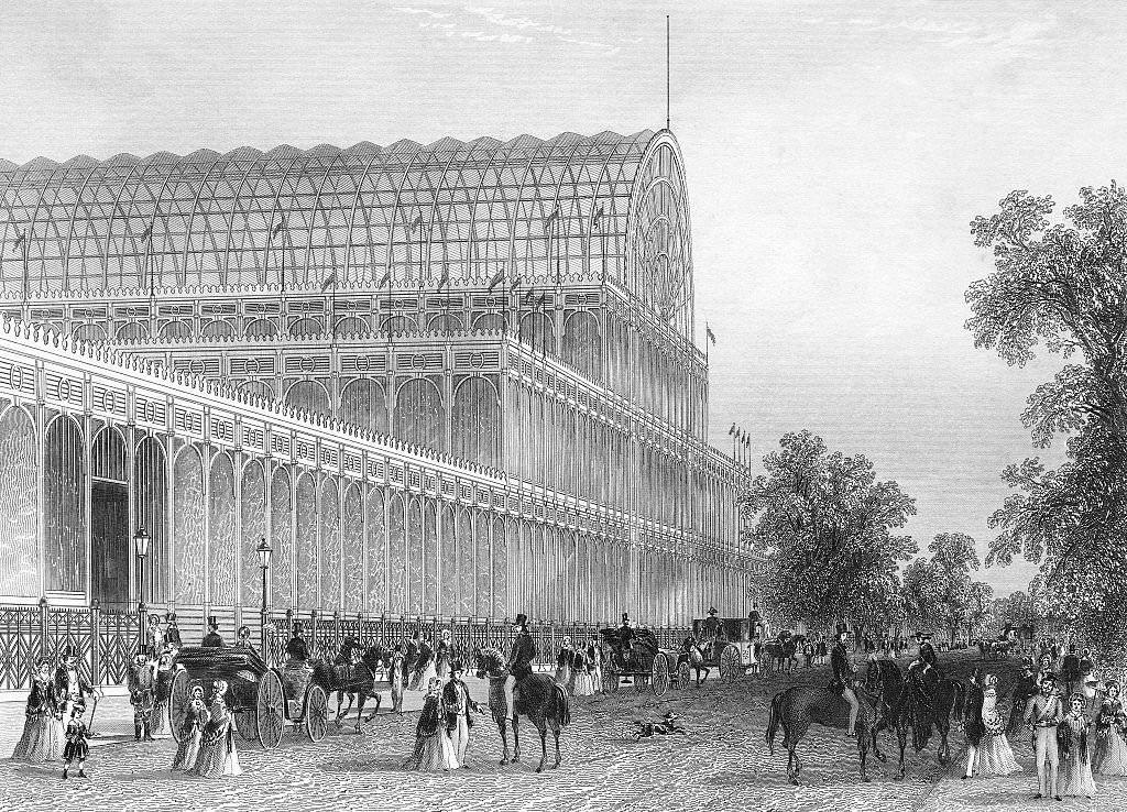 Engraving of the South Transept of the Crystal Palace, 1851