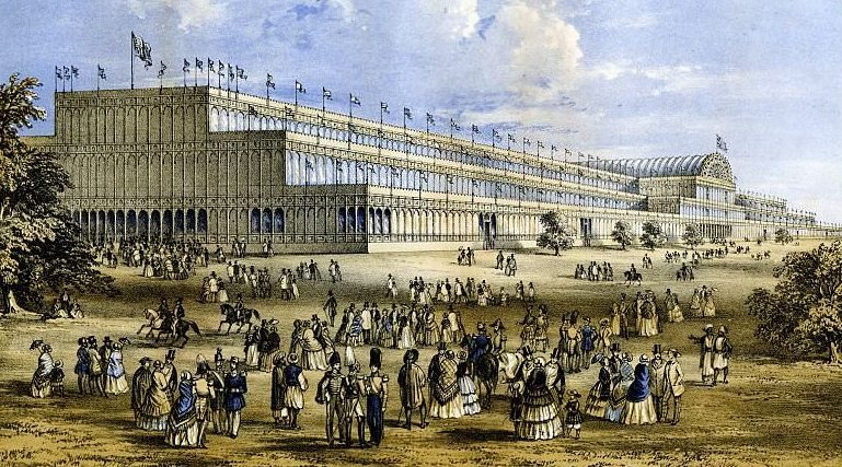 Visitors entering the Crystal Palace during the Great Exhibition, 1851.