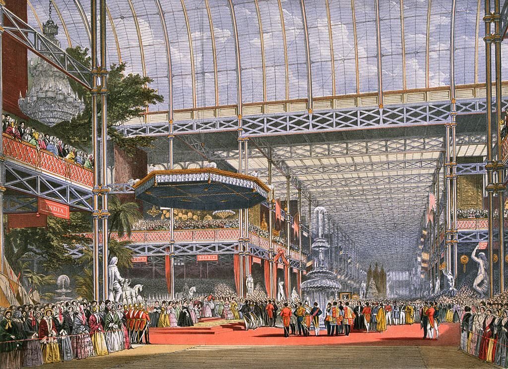 The Inauguration of the Great Exhibition in Crystal Palace, the glass and iron building designed by Joseph Paxton, at Hyde Park, London, 1851