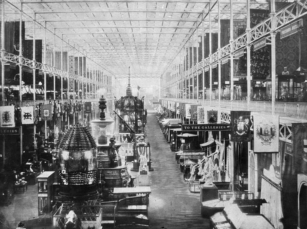 A variety of stalls at the Great Exhibition in the Crystal Palace, London, 1851
