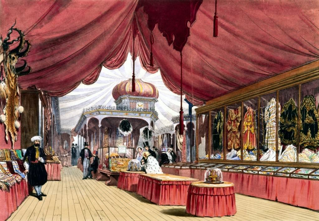 Turkish No 2 stand at the Great Exhibition, Crystal Palace, London, 1851.