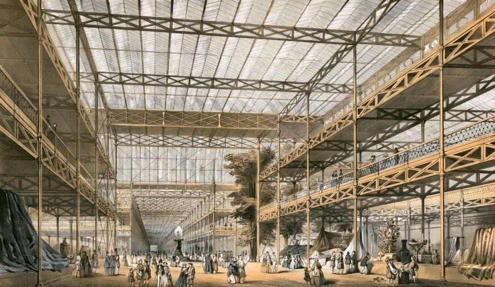 Great Exhibition, Crystal Palace, Hyde Park, London, 1851. Interior view looking west. From the Mayson Beeton Collection.