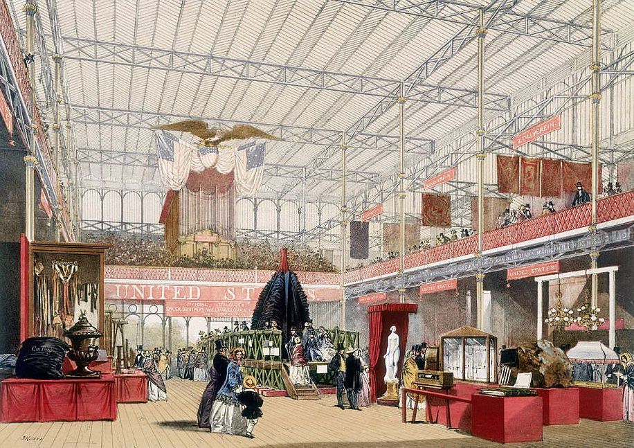 The America stand at the Great Exhibition, Crystal Palace, London, 1851.