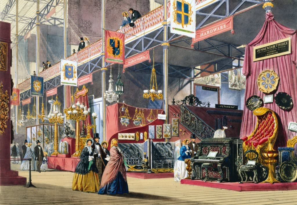 Hardware at the Great Exhibition, Crystal Palace, London, 1851.