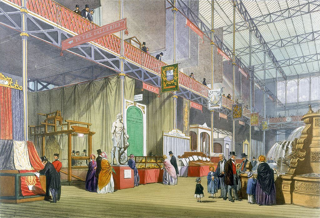 Area showing flax at the Great Exhibition, Crystal Palace, London, 1851.
